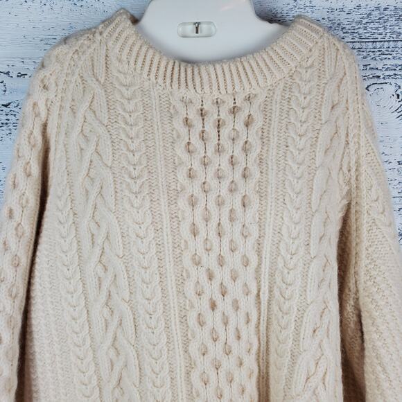 Sheila Handknits Irish Wool Cable Knit Sweater XL Chunky Fisherman Cottagecore - Picture 2 of 8